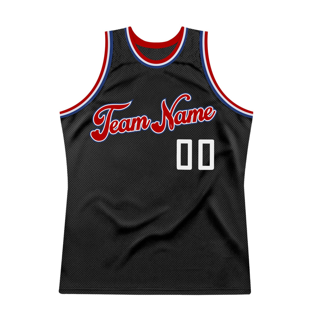 Custom Basketball Jersey - Black White-Red Throwback - Style Black0258