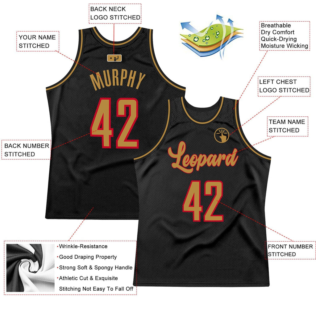 Custom Basketball Jersey - Black Old Gold-Red Throwback