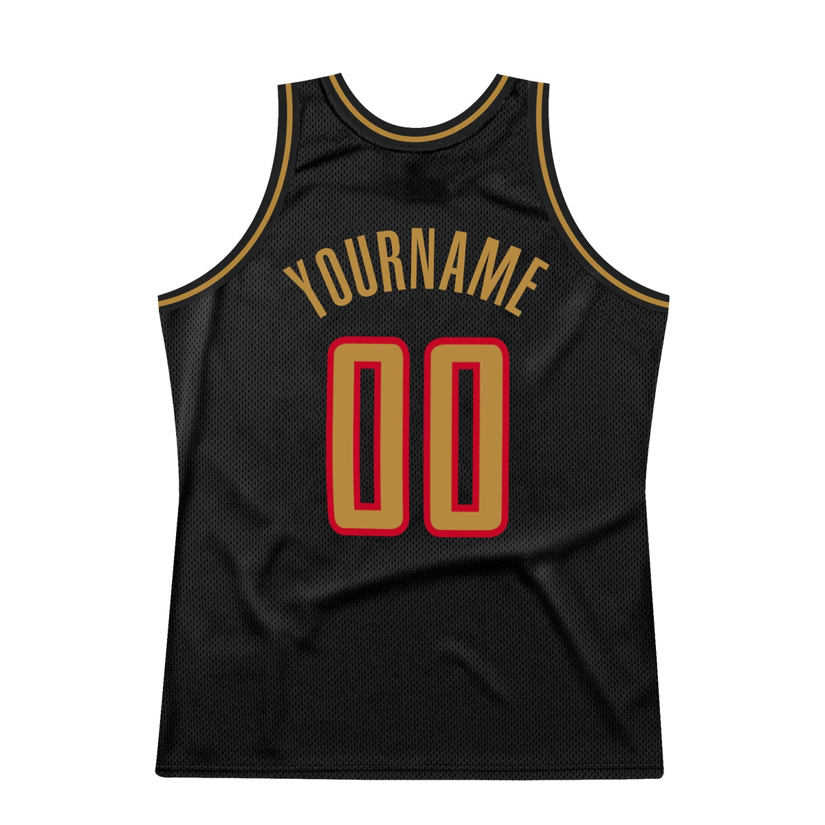 Custom Basketball Jersey - Black Old Gold-Red Throwback
