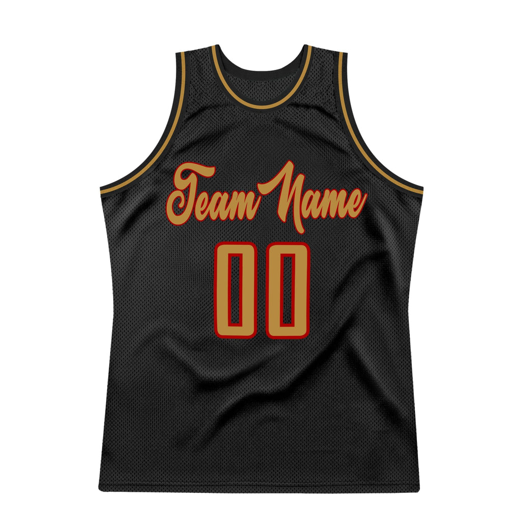 Custom Basketball Jersey - Black Old Gold-Red Throwback