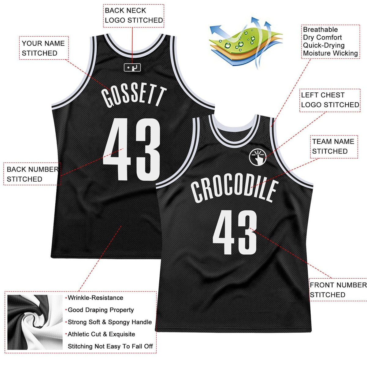 Custom Basketball Jersey - Black White Throwback - Style Black0265