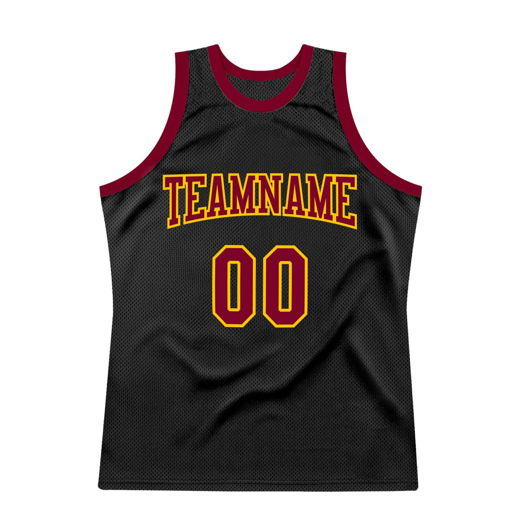 Custom Basketball Jersey - Black Maroon-Gold Throwback