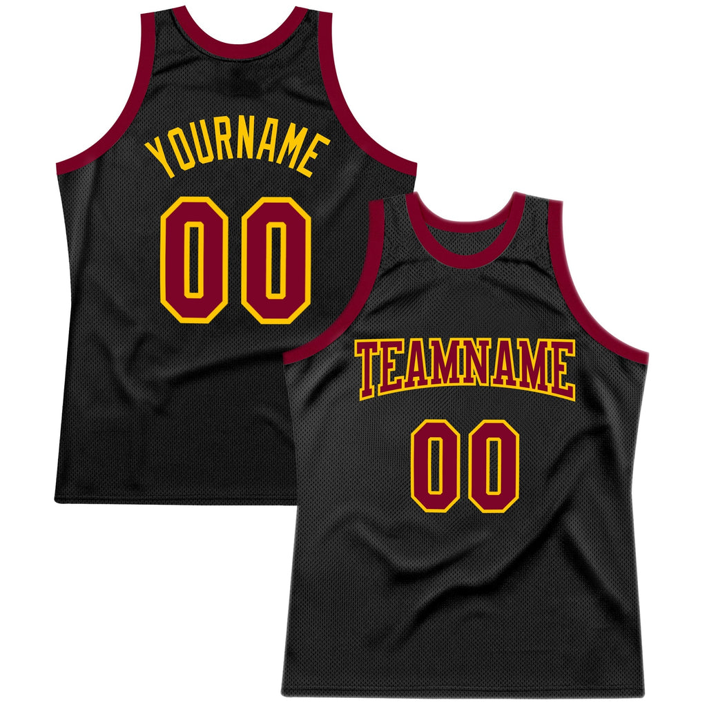 Custom Basketball Jersey - Black Maroon-Gold Throwback