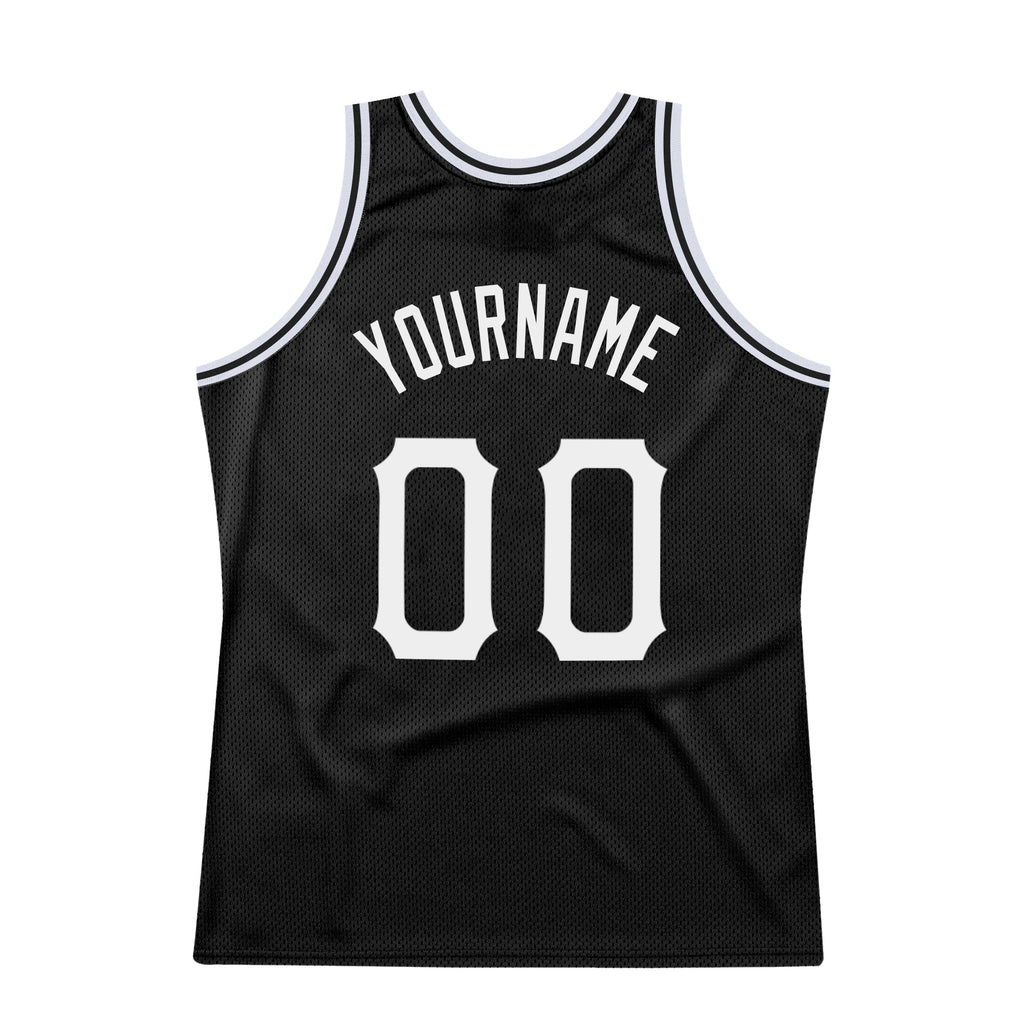 Custom Basketball Jersey - Black White-Red Throwback - Style Black0322