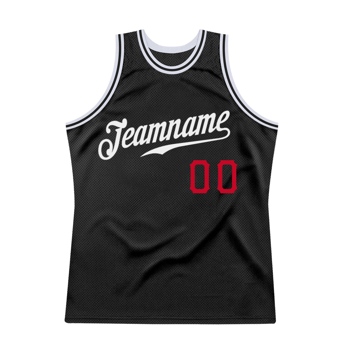 Custom Basketball Jersey - Black White-Red Throwback - Style Black0322