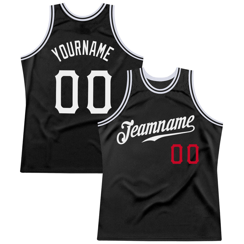 Custom Basketball Jersey - Black White-Red Throwback - Style Black0322