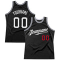 Custom Basketball Jersey - Black White-Red Throwback - Style Black0322