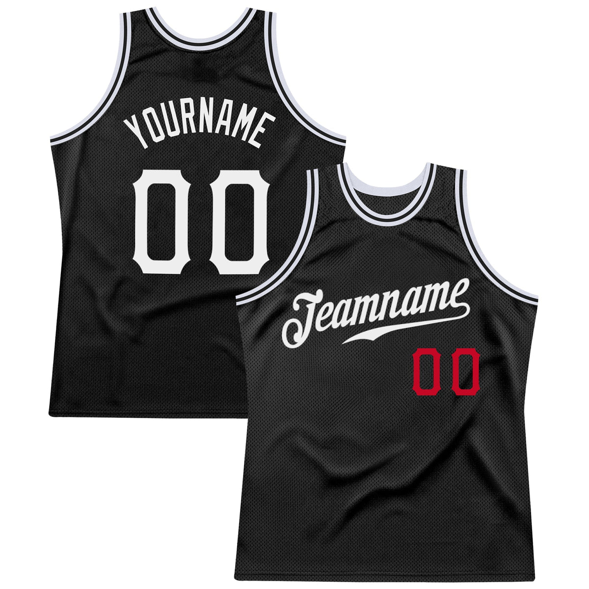 Custom Basketball Jersey - Black White-Red Throwback - Style Black0322