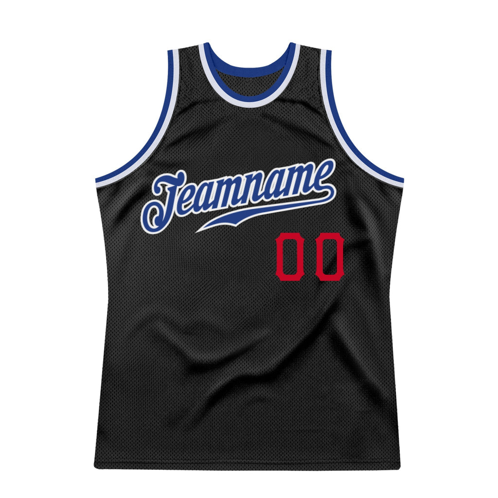 Custom Basketball Jersey - Black Royal-Red Throwback