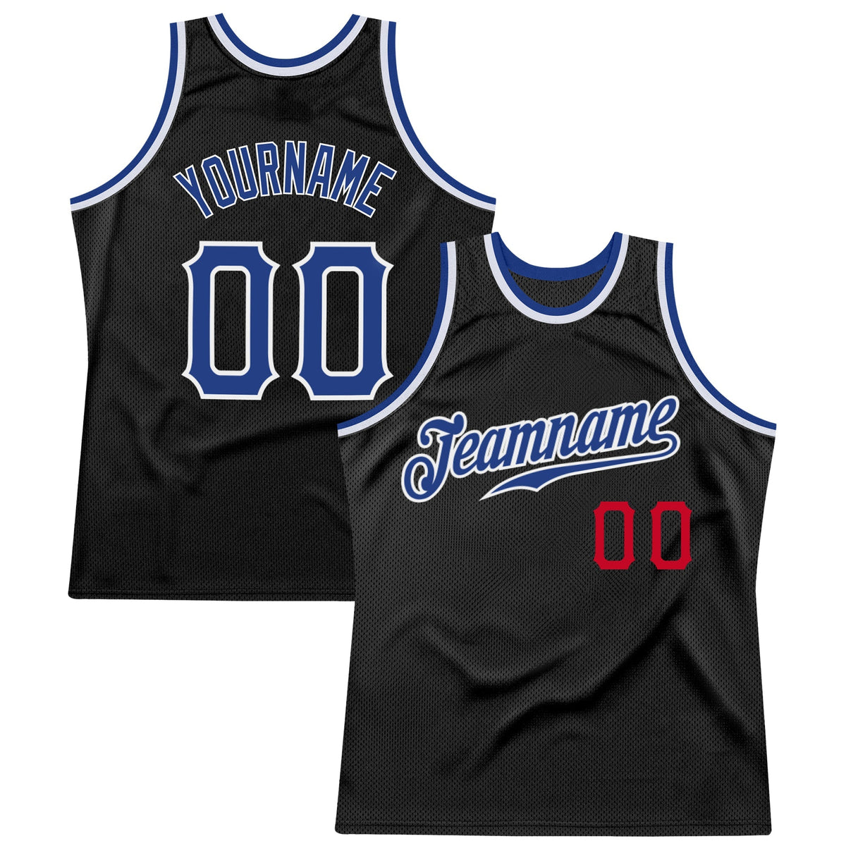 Custom Basketball Jersey - Black Royal-Red Throwback
