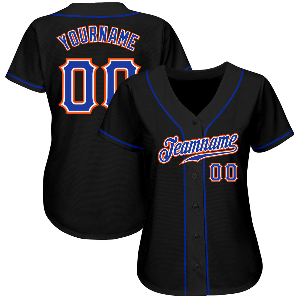 Custom Baseball Jersey - Black Royal-Orange