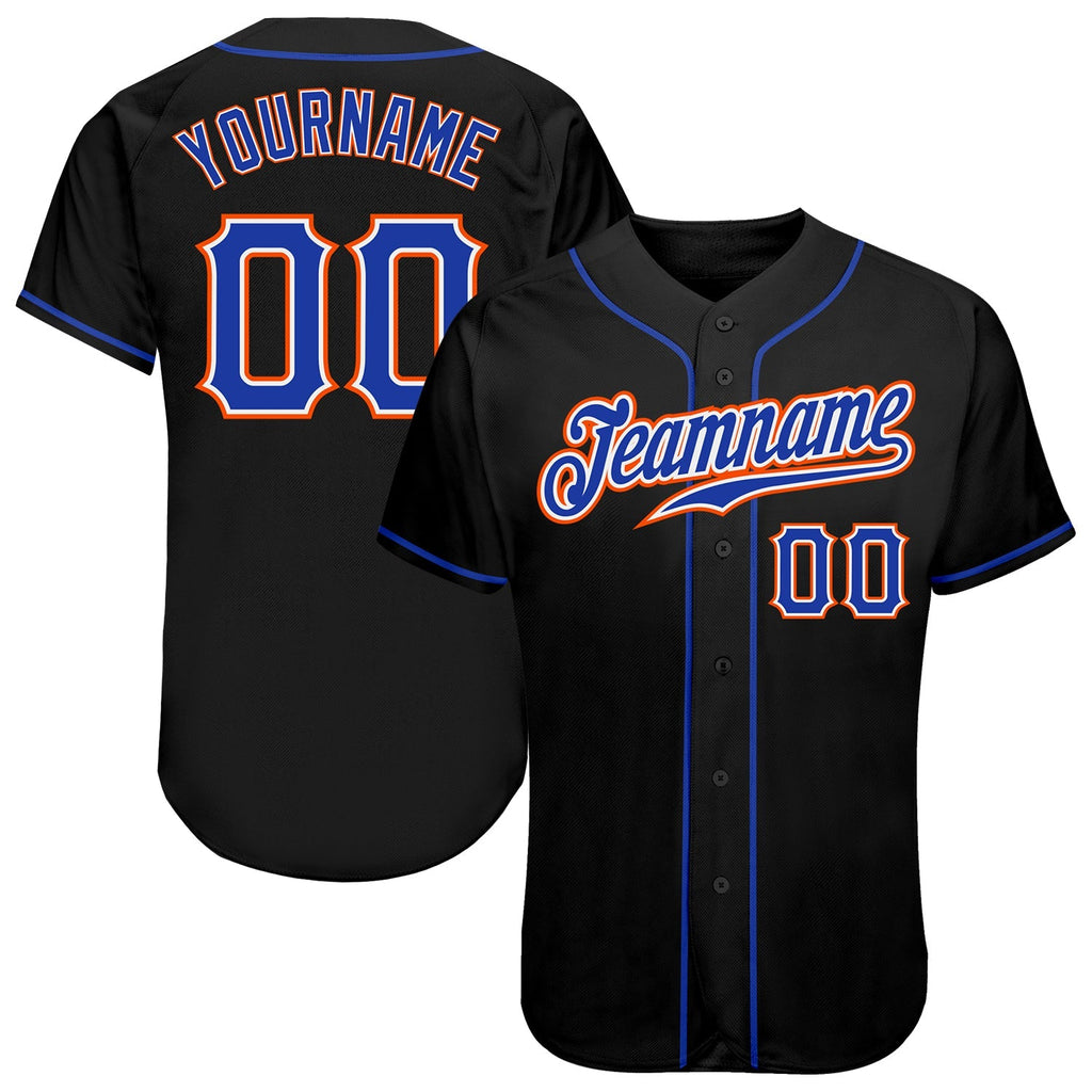 Custom Baseball Jersey - Black Royal-Orange