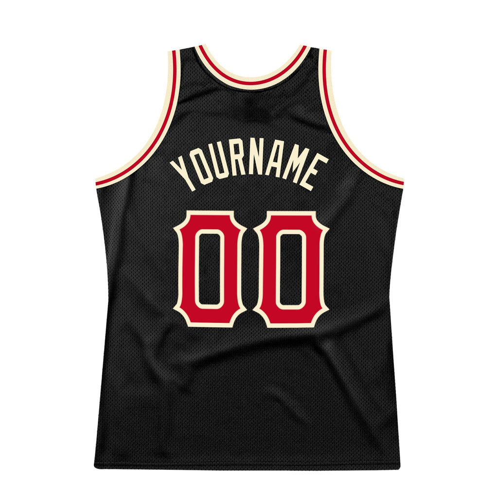 Custom Basketball Jersey - Black Red-Cream Throwback