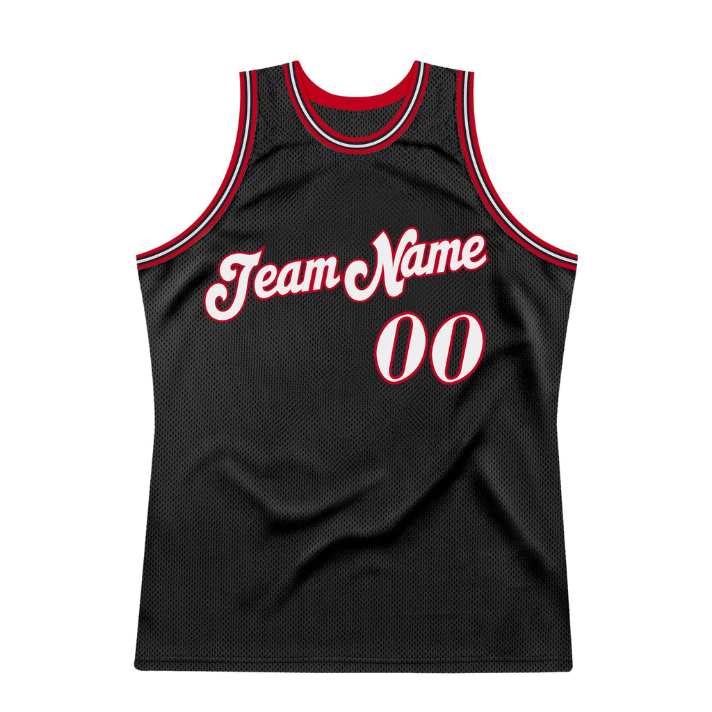 Custom Basketball Jersey - Black White-Red Throwback - Style Black0339