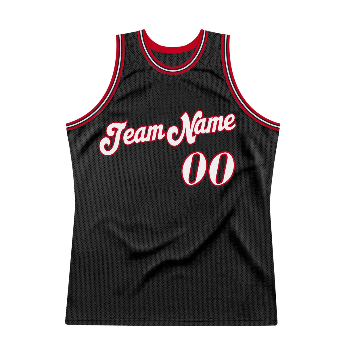 Custom Basketball Jersey - Black White-Red Throwback - Style Black0339