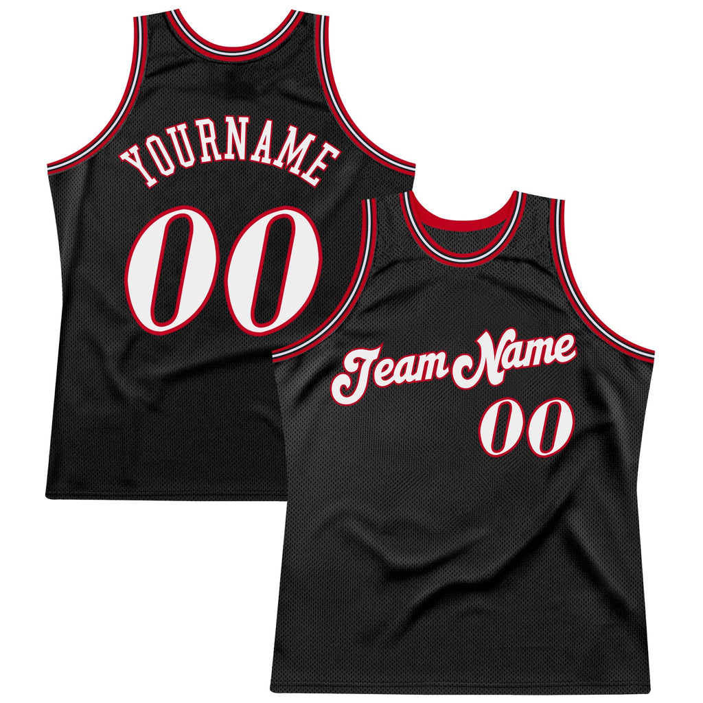 Custom Basketball Jersey - Black White-Red Throwback - Style Black0339