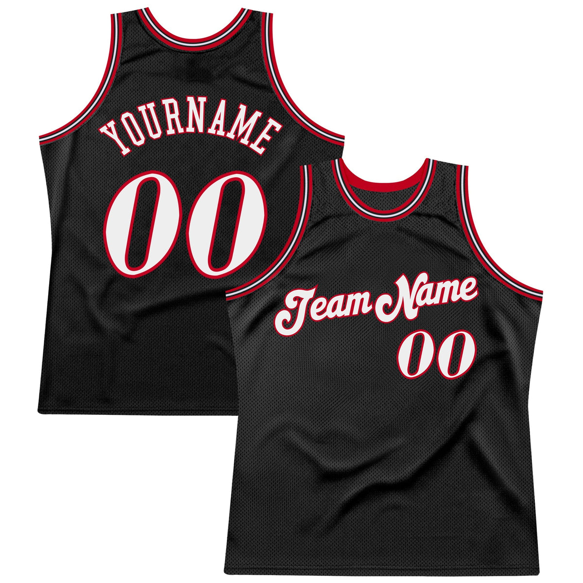 Custom Basketball Jersey - Black White-Red Throwback - Style Black0339