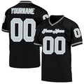 Custom Football Jersey - Black Silver-White Mesh Throwback