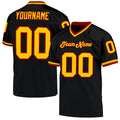 Custom Football Jersey - Black Gold-Red Mesh Throwback