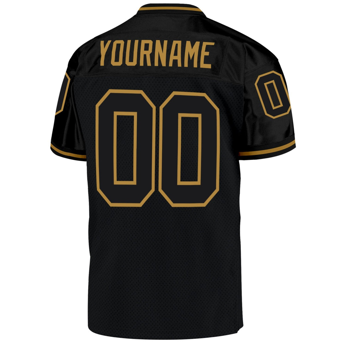 Custom Football Jersey - Black Black-Old Gold Mesh Throwback