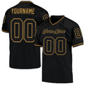 Custom Football Jersey - Black Black-Old Gold Mesh Throwback
