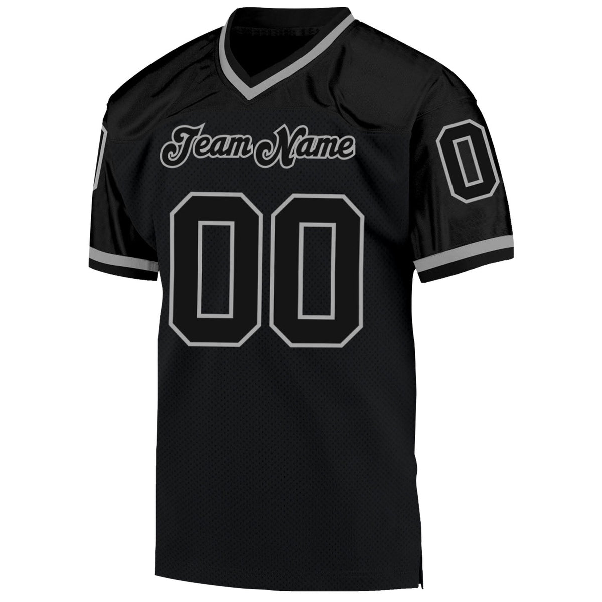Custom Football Jersey - Black Black-Gray Mesh Throwback