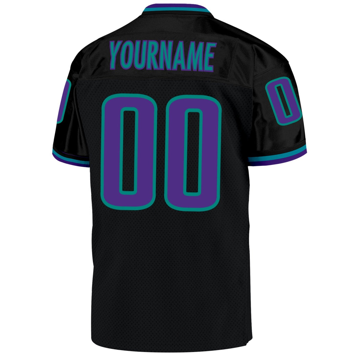 Custom Football Jersey - Black Purple-Aqua Mesh Throwback