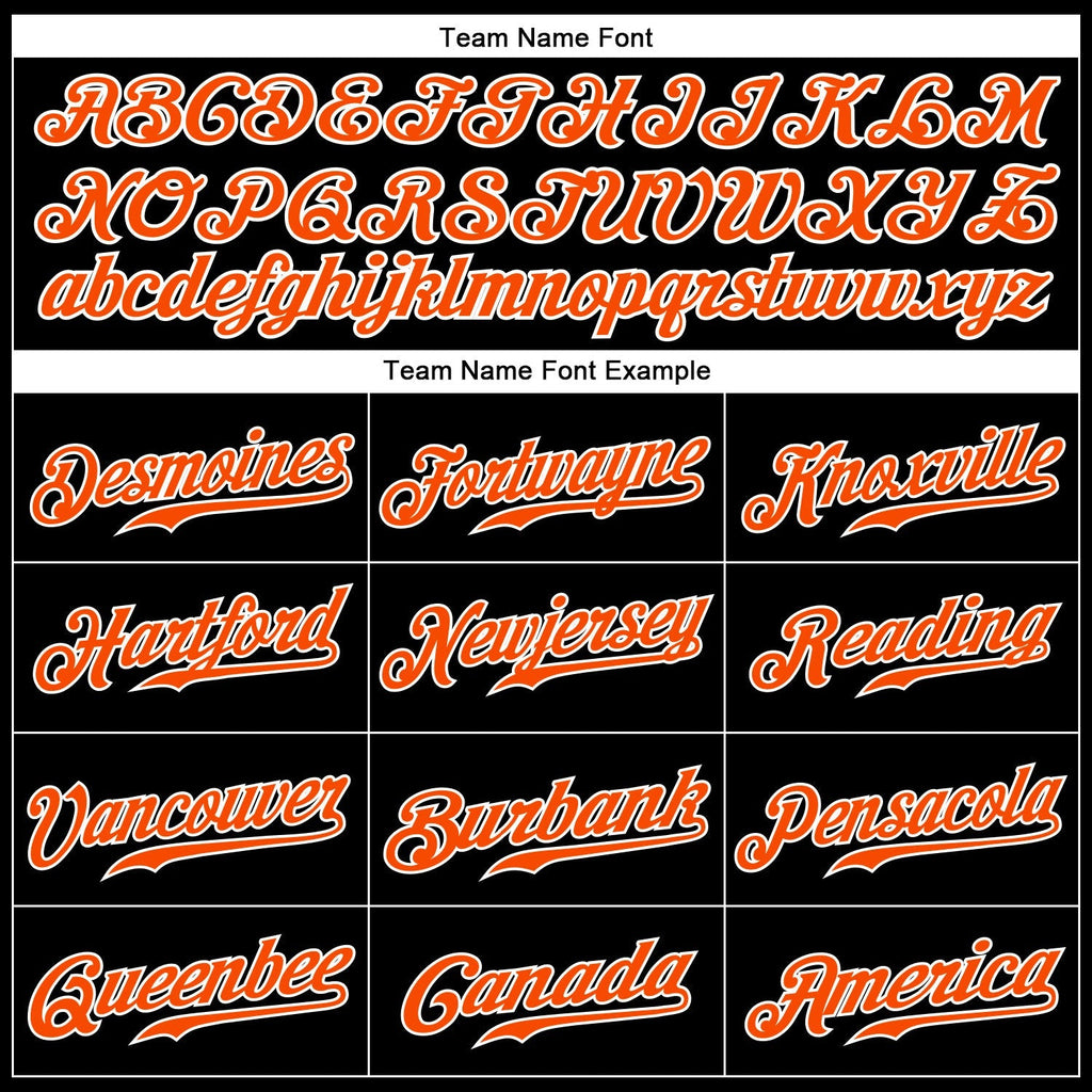 Custom Baseball Jersey - Black White Pinstripe Orange-White