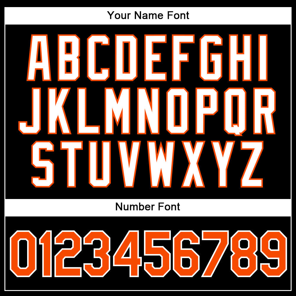 Custom Baseball Jersey - Black White Pinstripe Orange-White