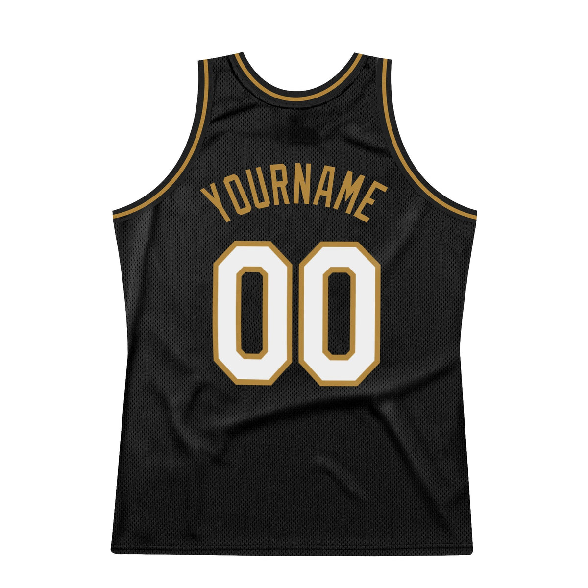 Custom Basketball Jersey - Black White-Old Gold Throwback