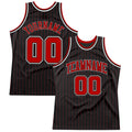 Custom Basketball Jersey - Black Red Pinstripe Red-White