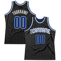 Custom Basketball Jersey - Black White Pinstripe Royal-White - Style Black0491