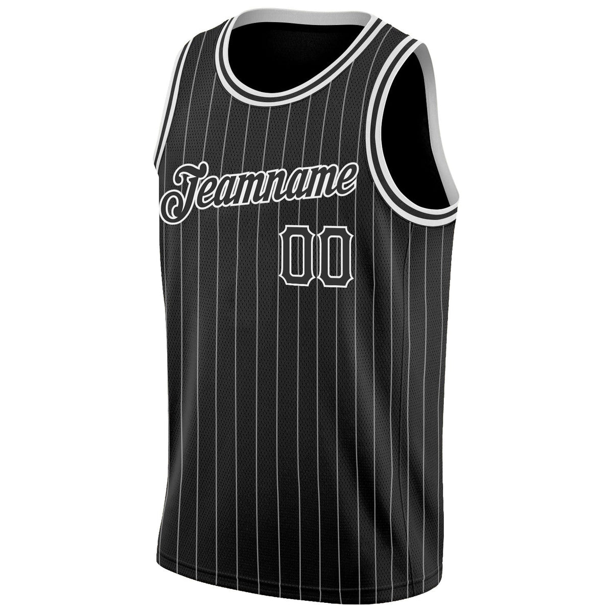 Custom Basketball Jersey - Black White Pinstripe Black-White - Style Black0497