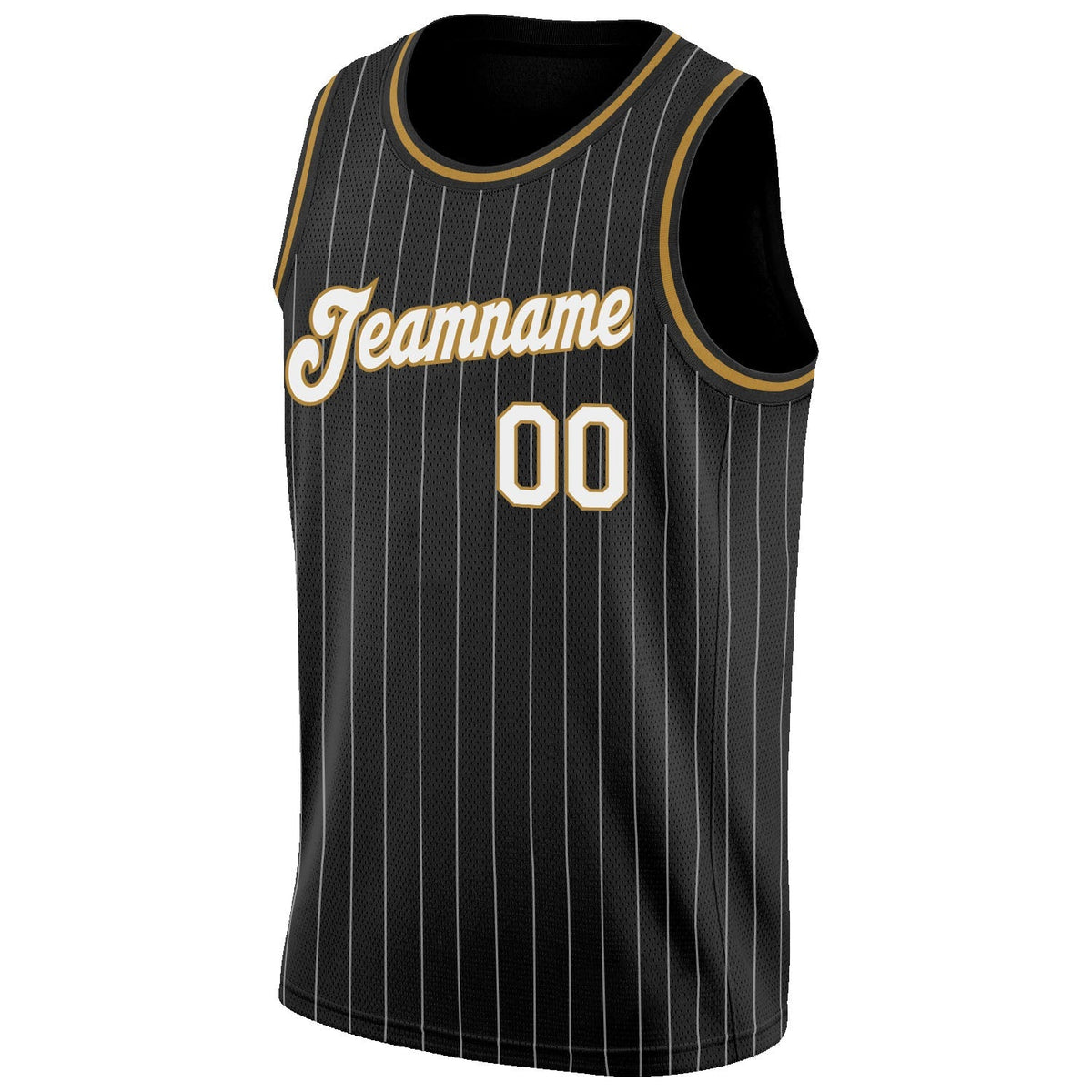 Custom Basketball Jersey - Black White Pinstripe White-Old Gold