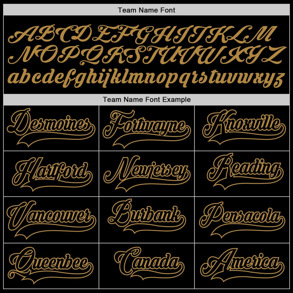 Custom Baseball Jersey - Black Black-Old Gold - Style Black0538