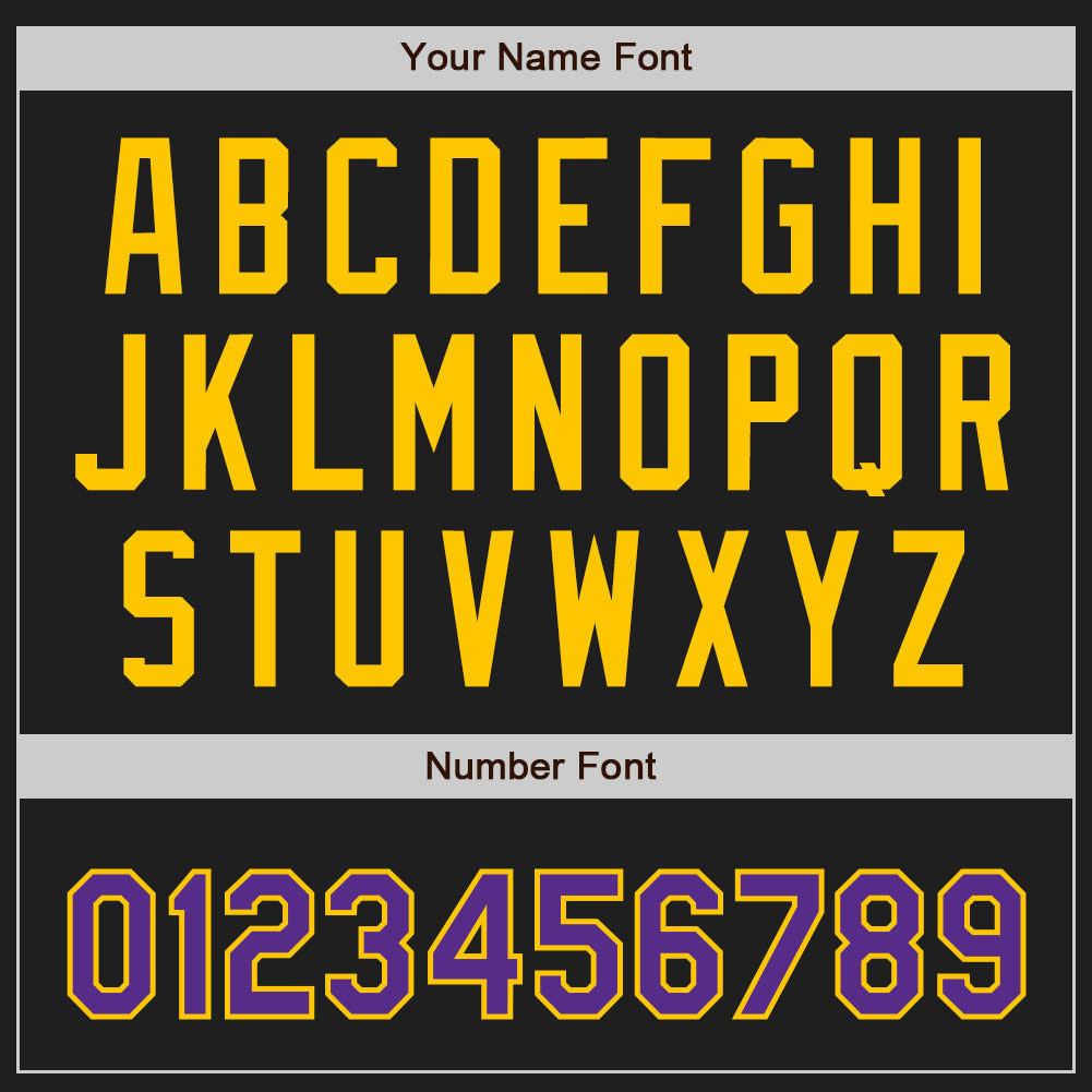 Custom Baseball Jersey - Black Purple-Gold