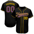 Custom Baseball Jersey - Black Purple-Gold