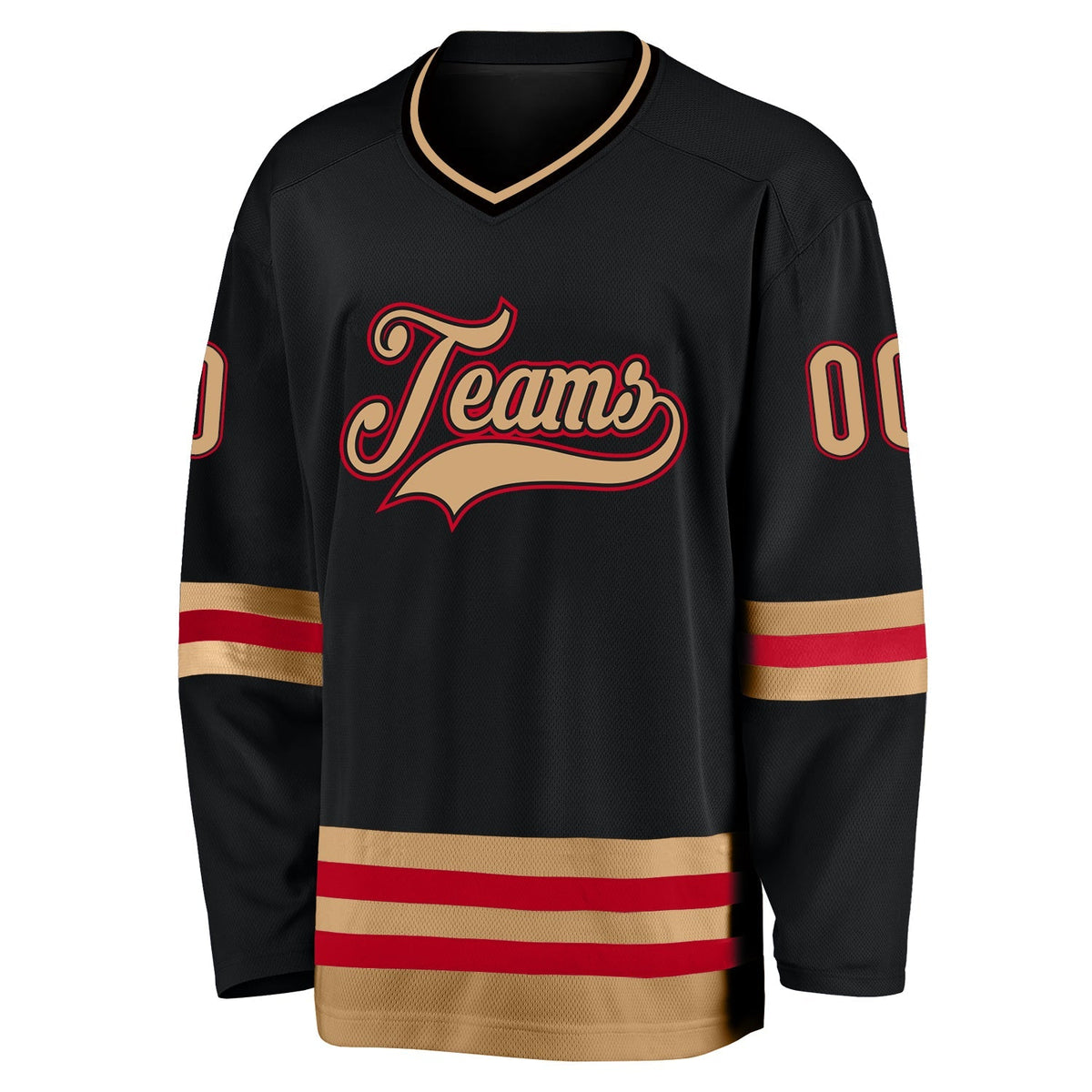 Custom Hockey Jersey - Black Old Gold-Red - Style Black0541
