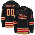 Custom Hockey Jersey - Black Old Gold-Red - Style Black0541