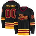 Custom Hockey Jersey - Black Maroon-Gold - Style Black0586