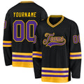 Custom Hockey Jersey - Black Purple-Gold - Style Black0593