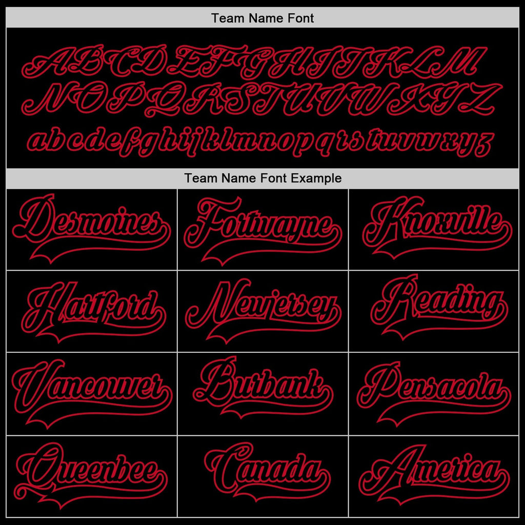 Custom Hockey Jersey - Black Black-Red