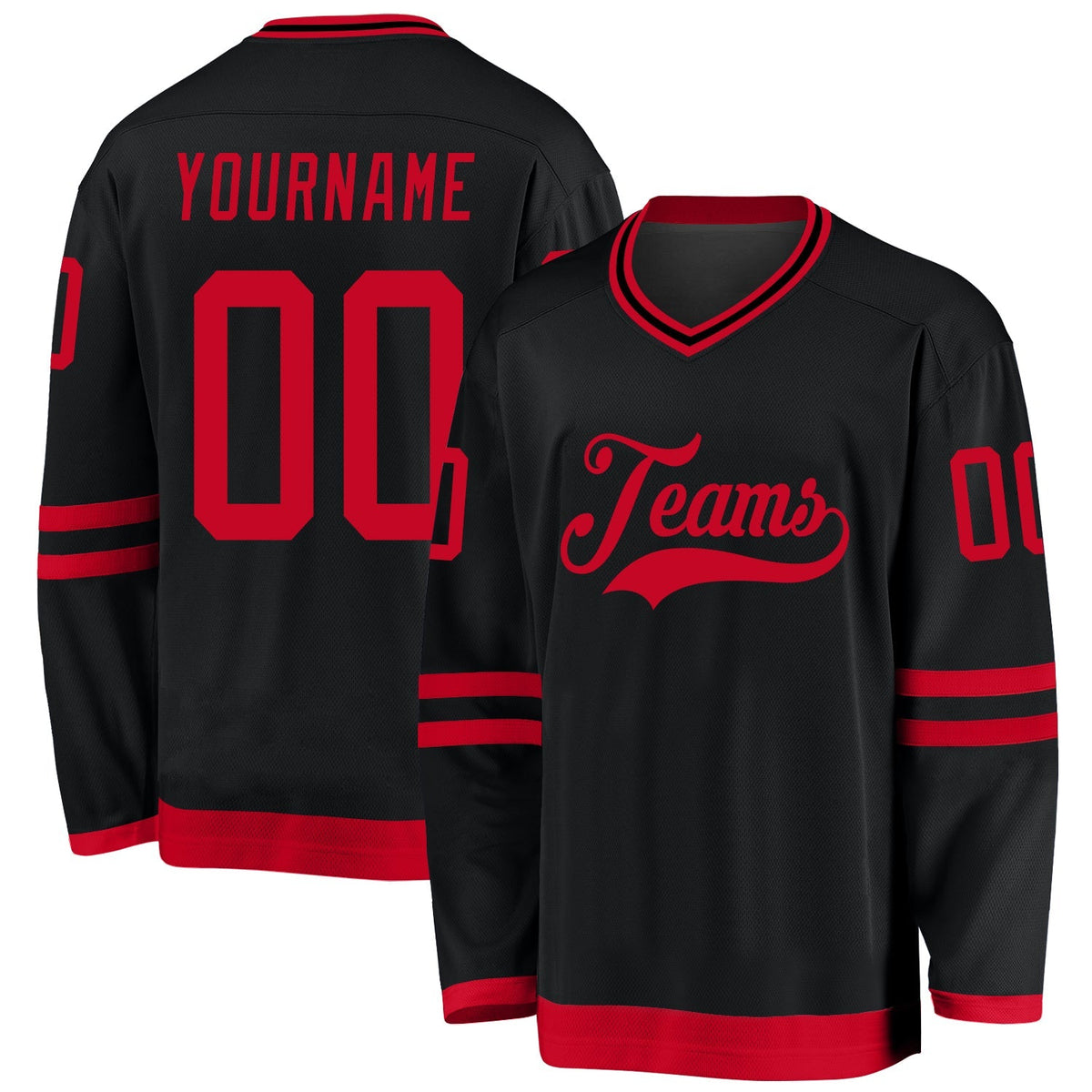 Custom Hockey Jersey - Black Red