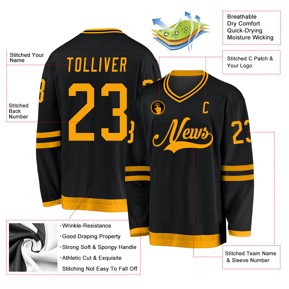 Custom Hockey Jersey - Black Gold