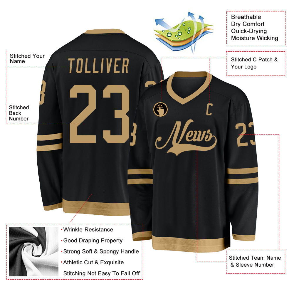 Custom Hockey Jersey - Black Old Gold