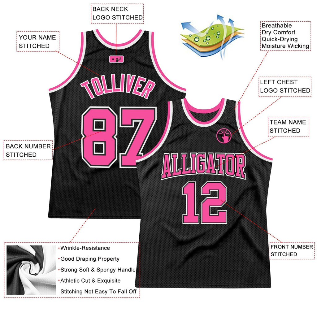 Custom Basketball Jersey - Black Pink-White Throwback
