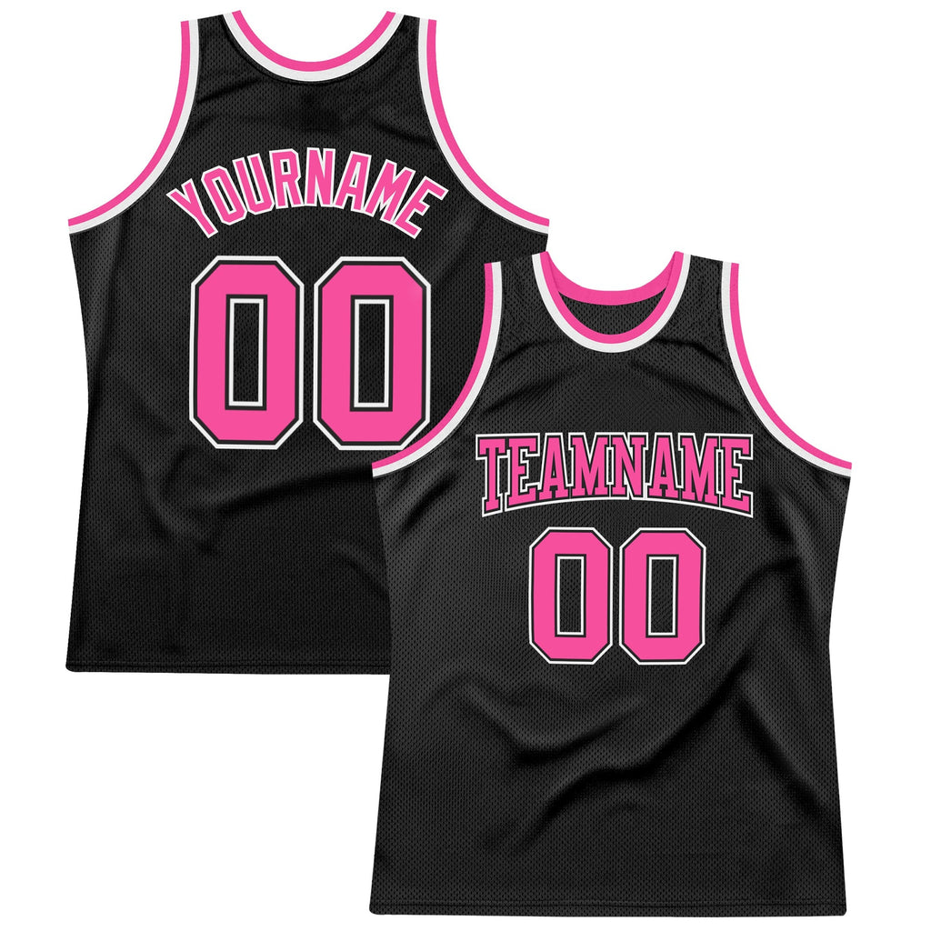 Custom Basketball Jersey - Black Pink-White Throwback