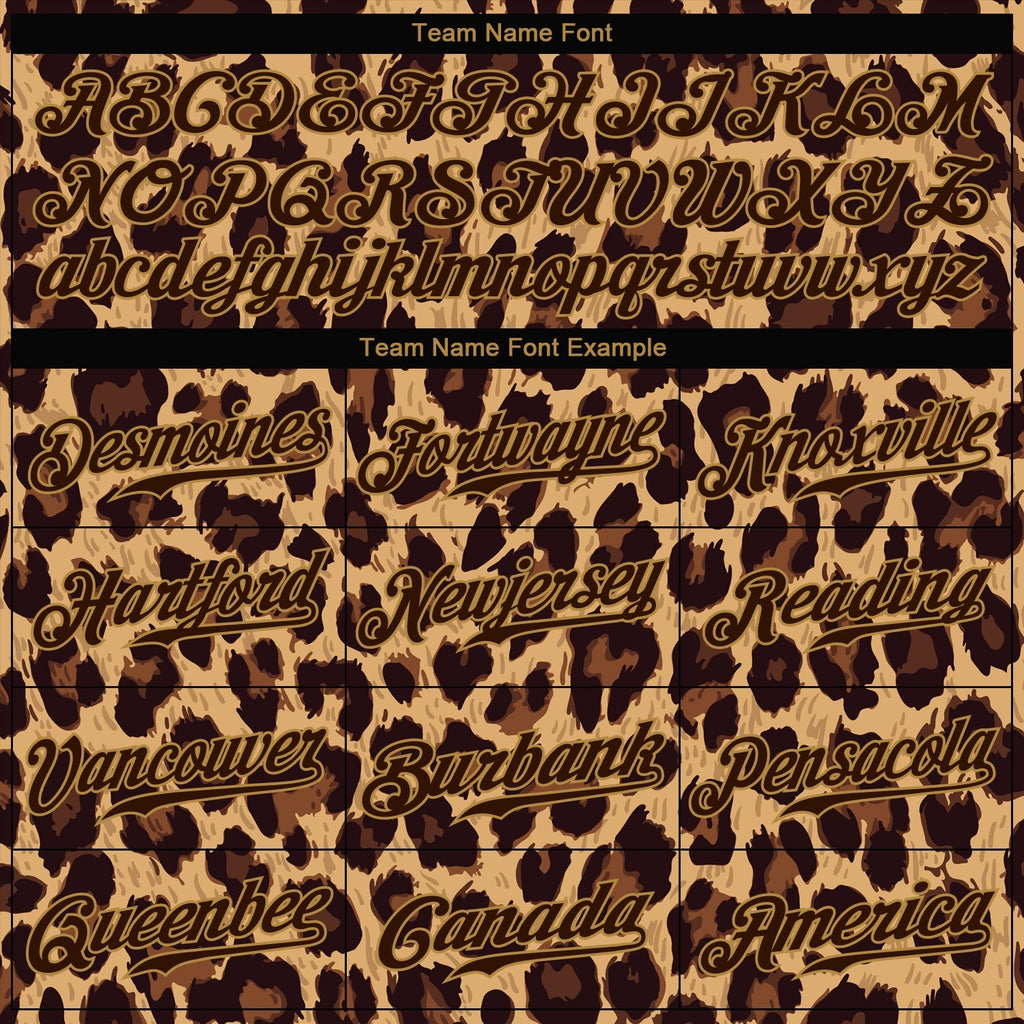 Custom Baseball Jersey - Brown Brown-Old Gold 3D Pattern Design Leopard