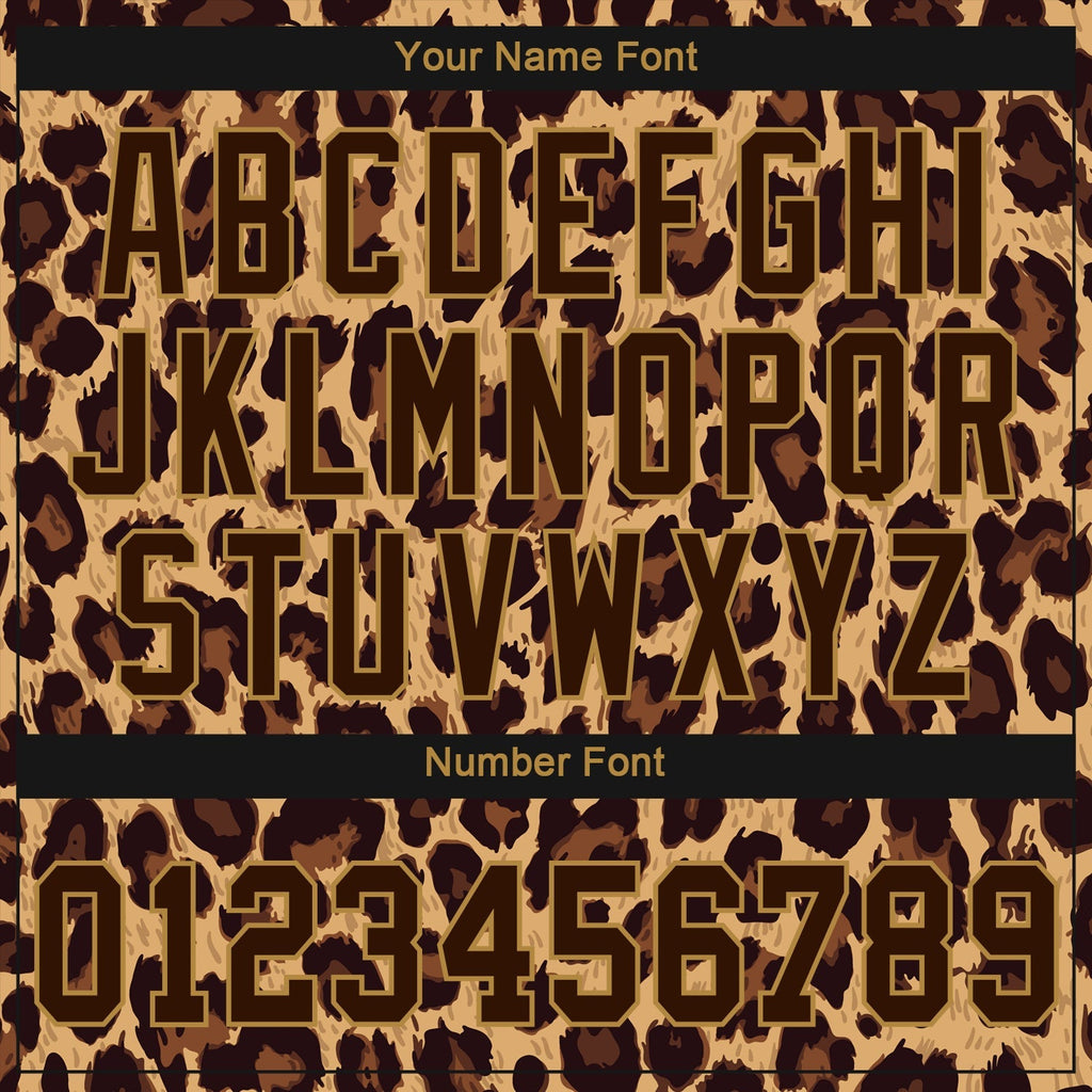 Custom Baseball Jersey - Brown Brown-Old Gold 3D Pattern Design Leopard
