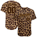 Custom Baseball Jersey - Brown Brown-Old Gold 3D Pattern Design Leopard